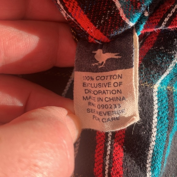 Modern Amusement Black Red Green Blue Yellow Plaid Flannel Button Down Size L - Picture 6 of 10